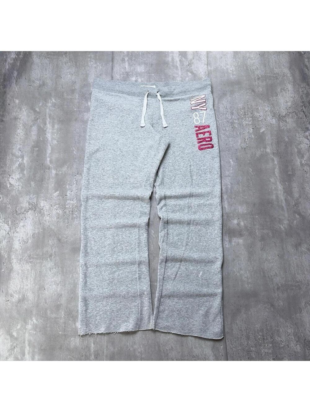 Y2K Grey Aeropostale NY Grunge Flared Sweatpants